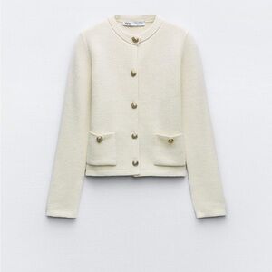Zara cream sweater with gold buttons